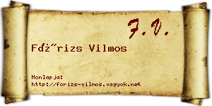 Fórizs Vilmos névjegykártya