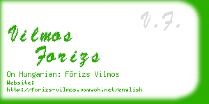 vilmos forizs business card
