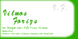 vilmos forizs business card